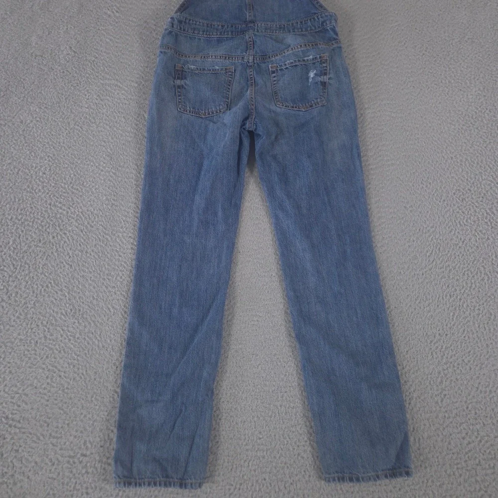 Gap Overalls Kids XL Blue Distressed Overalls Straight Leg Denim Bib Pocket